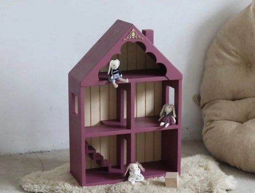 Domek drewniany dla lalek śliwkowy Plum