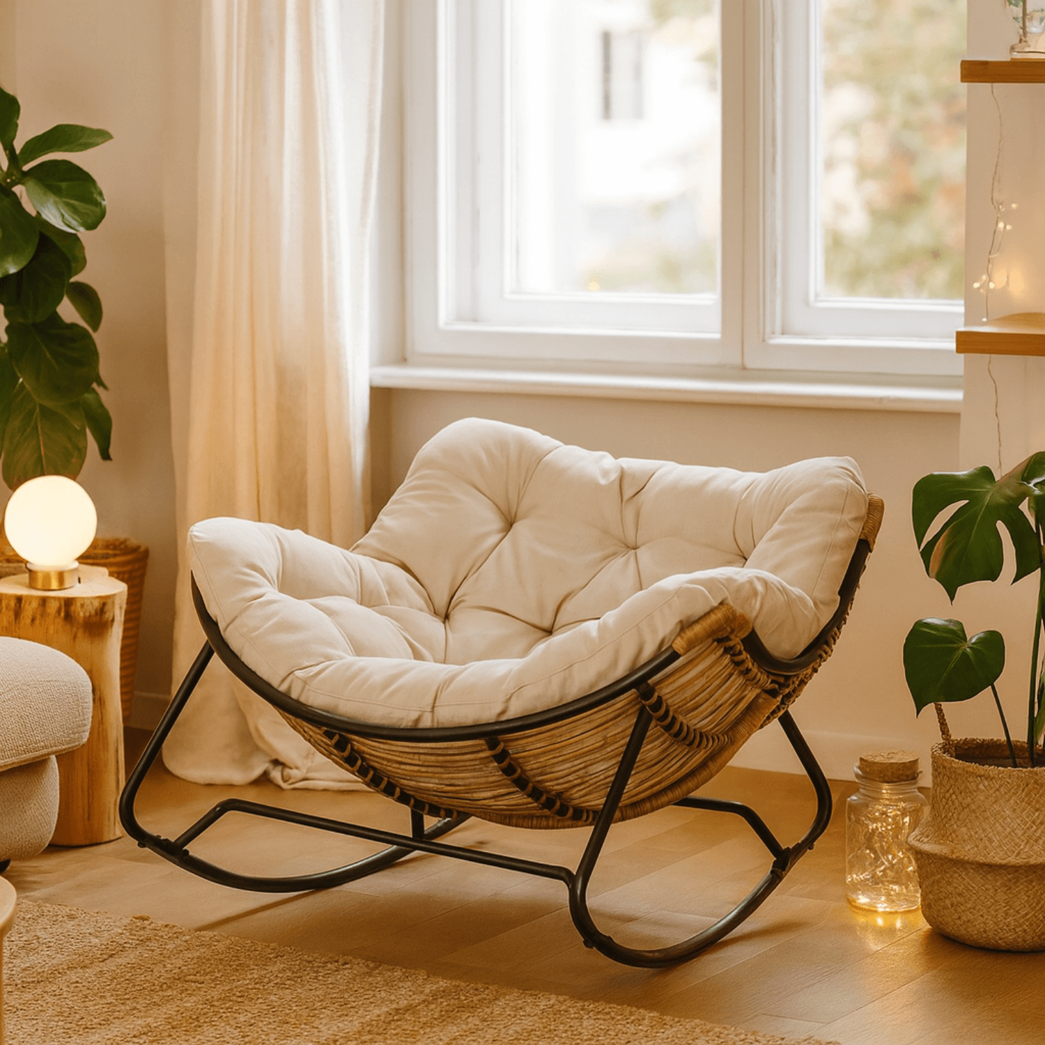 Fotel Bujany Wypoczynkowy ELTON na Płozach Beżowy Nowoczesny