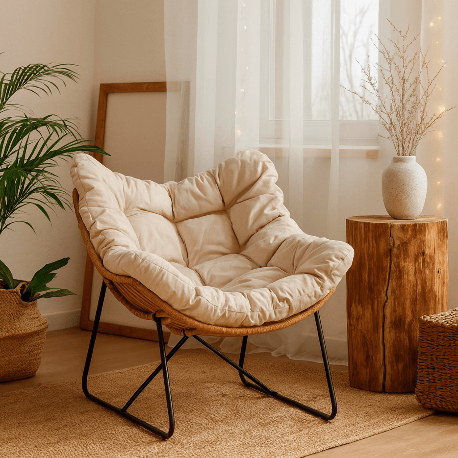 Fotel Wypoczynkowy FIN na Płozach Beżowy Nowoczesny