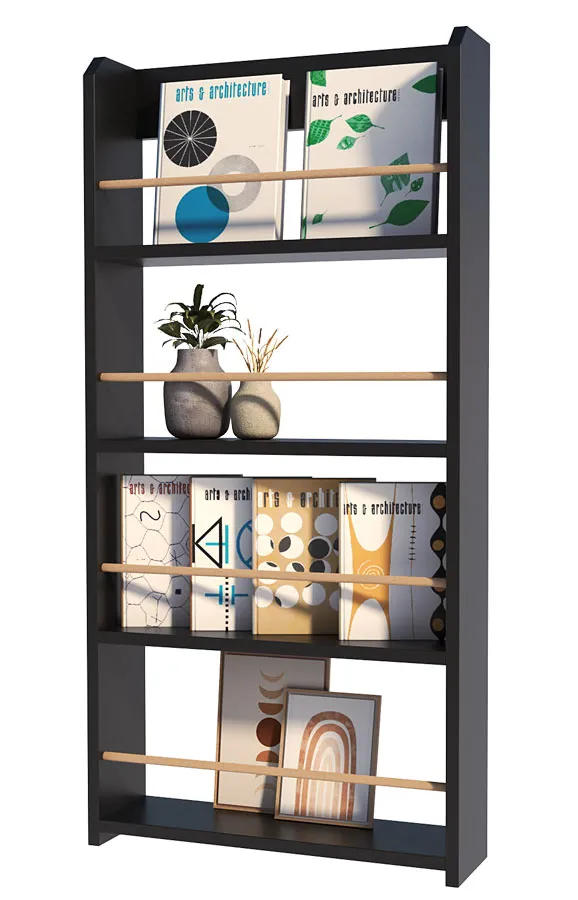 Otwarty czarny regał na książki P5-D63