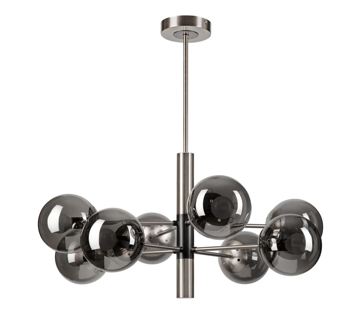 Żyrandol na drążku ROLLO 8xE14/5W/230V matowy chrom/dymny