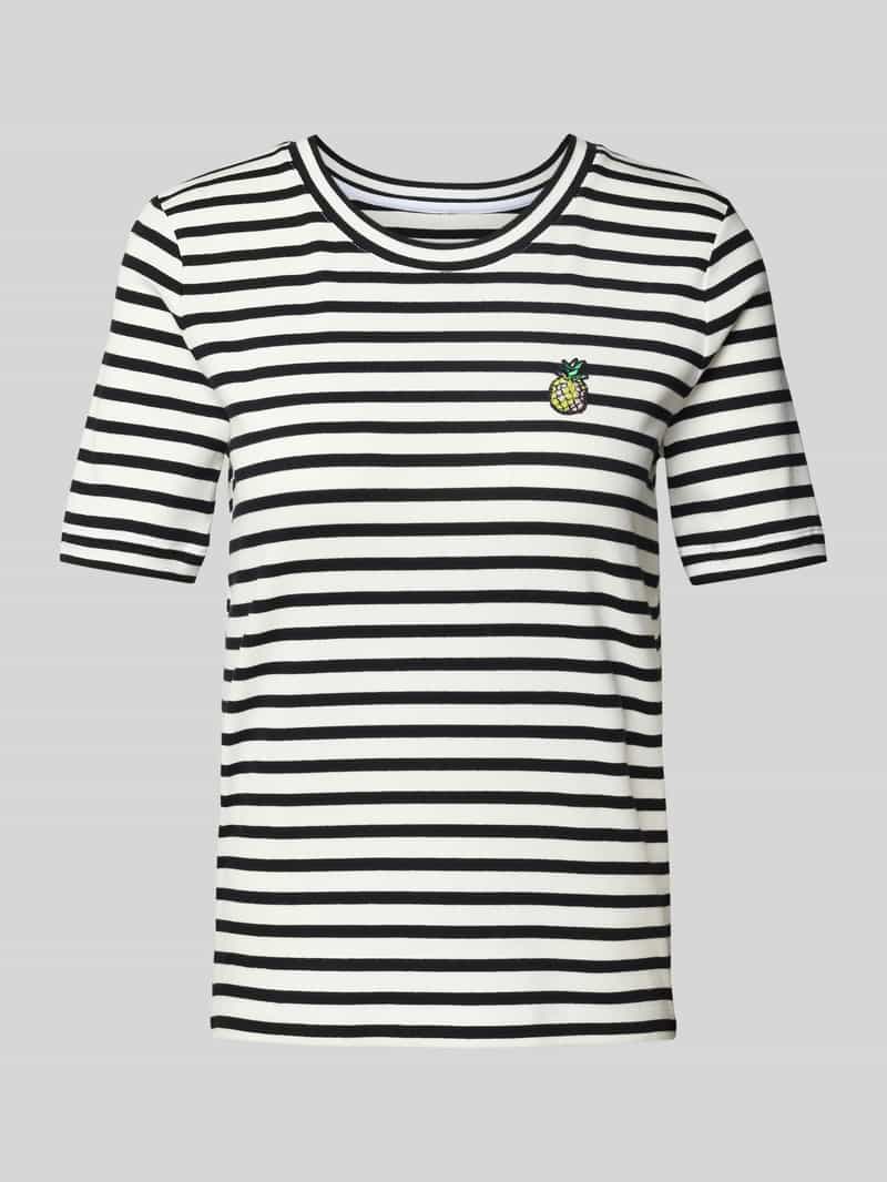 T-shirt z wyhaftowanym motywem i okrągłym dekoltem