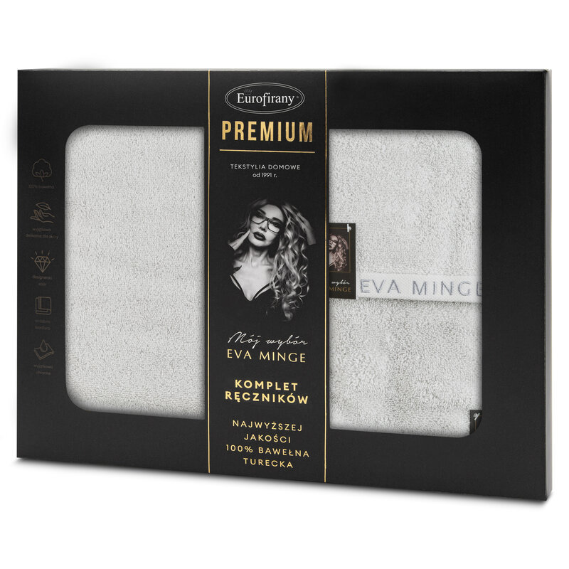 Komplet ręczników w pudełku 3szt. Venus srebrny 550 g/m2 Eva Minge