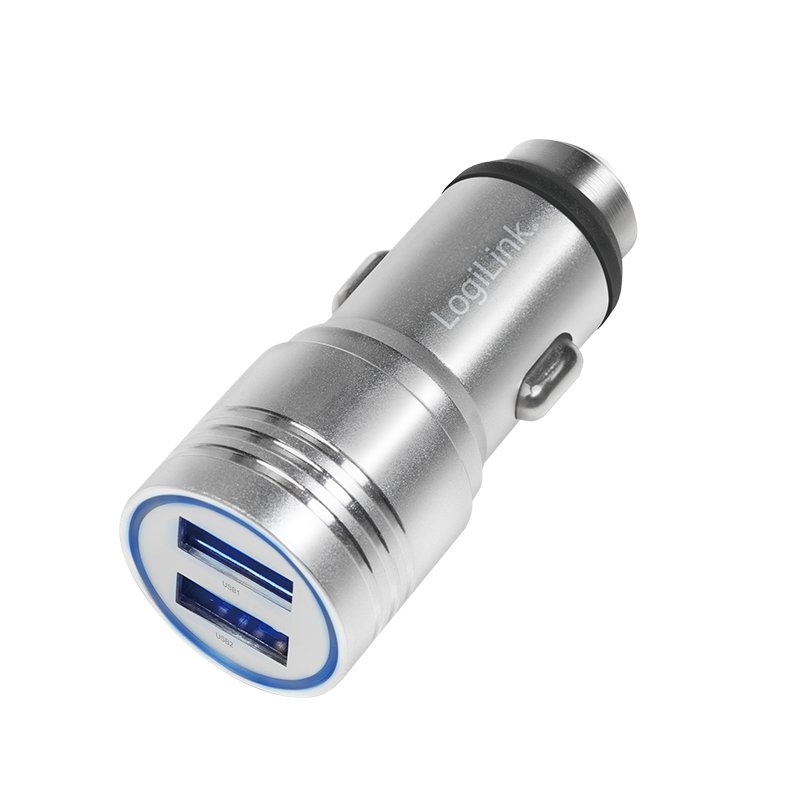 Adapter ładowarki samochodowej USB ze zintegrowanym młotkiem awaryjnym, 10,5 W, LogiLink