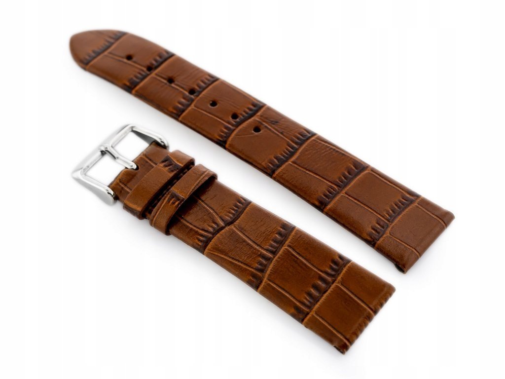Pasek skórzany do zegarka W57 - ciemnobrązowy 22mm