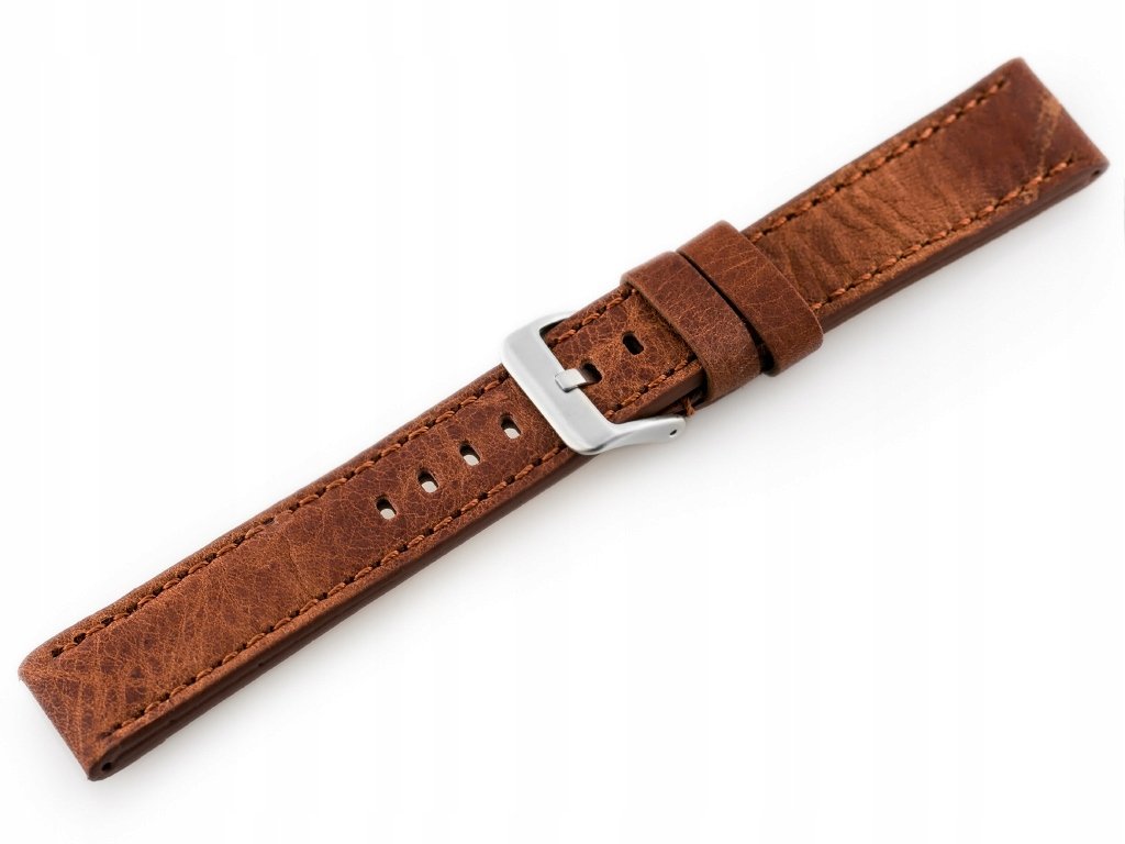 Pasek skórzany do zegarka W48 - PREMIUM - ciemnobr