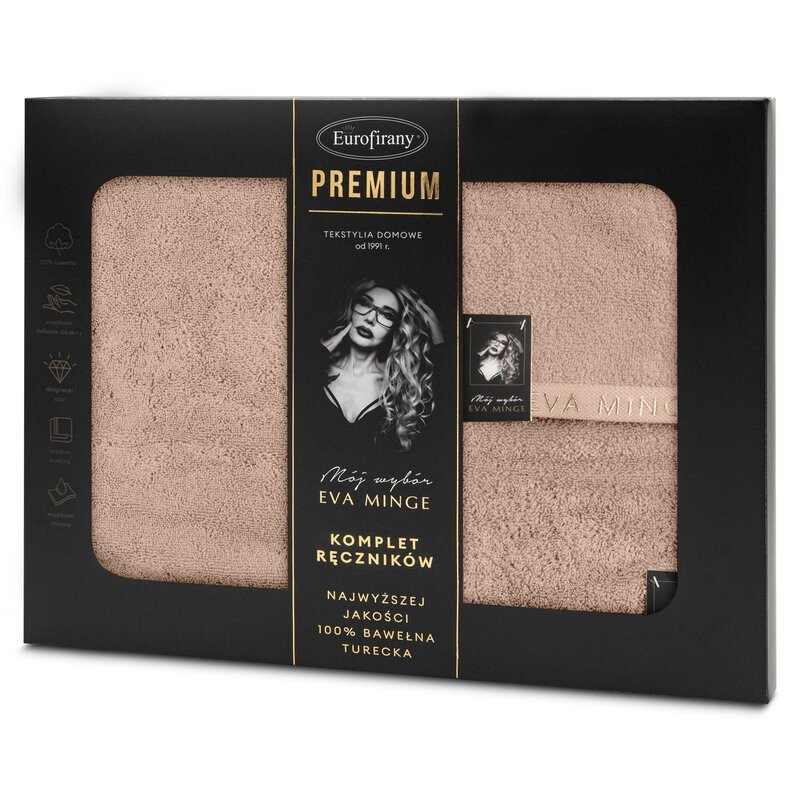 Komplet ręczników w pudełku 3szt. Venus pudrowy ciemny 550 g/m2 Eva Minge