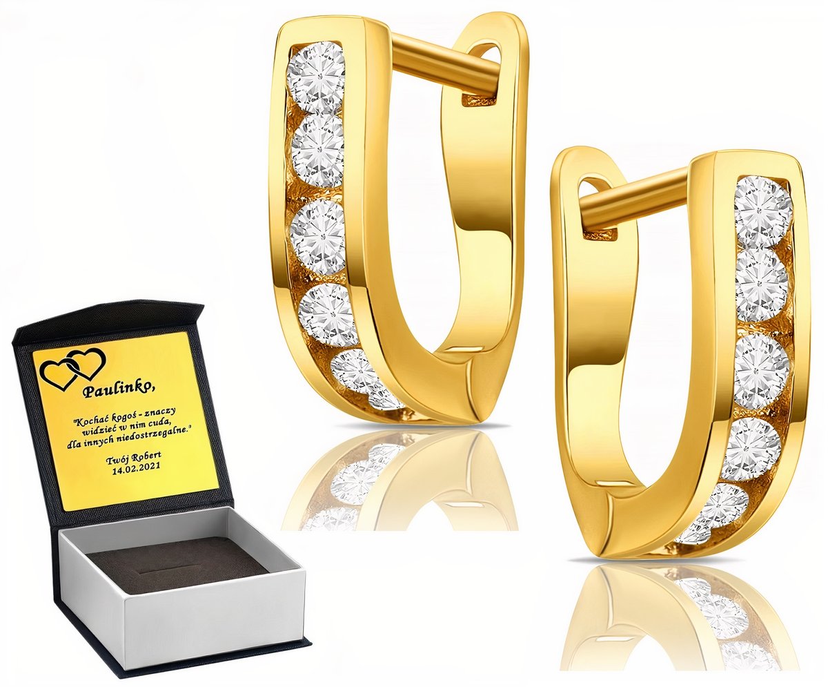 BIŻUTERIA DAMSKA KOLCZYKI ZŁOTE PIĘKNE 925 GRAWER