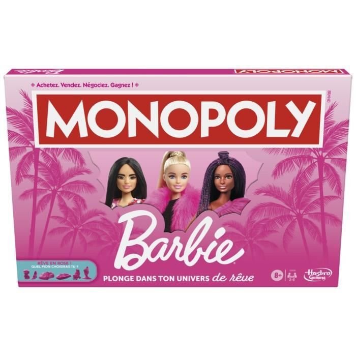 Monopoly: edycja Barbie, gra planszowa dla 2 do 6 graczy, gry dla rodziny, od 8 lat