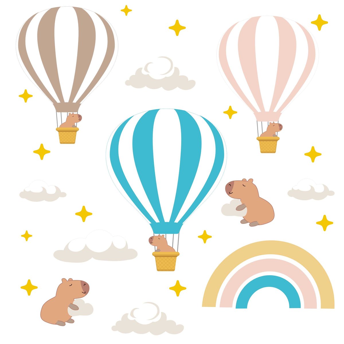 Naklejki KAPIBARA Naklejka na ścianę Dekoracje ścienne dla dzieci 100x200