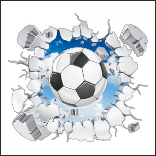 Naklejka 3D Dziura Piłka Mur Dekoracja młodzieżowa Piłka Nożna Sport 120x120