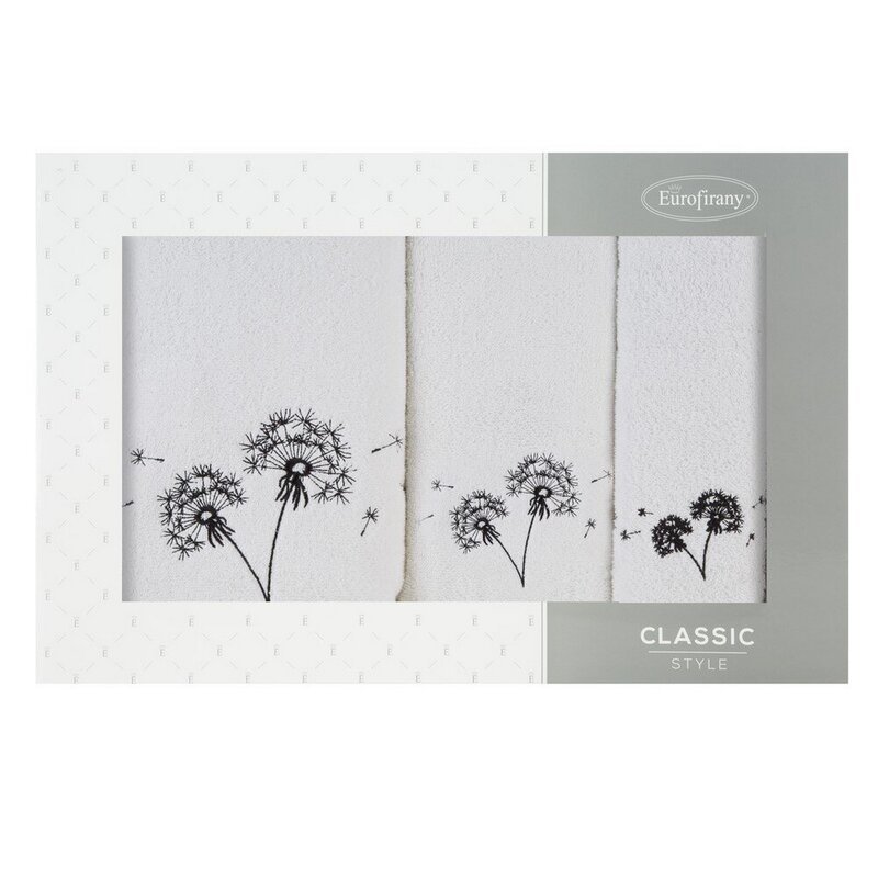 Komplet ręczników w pudełku 3szt. Moli biały czarny dmuchawce 400 g/m2