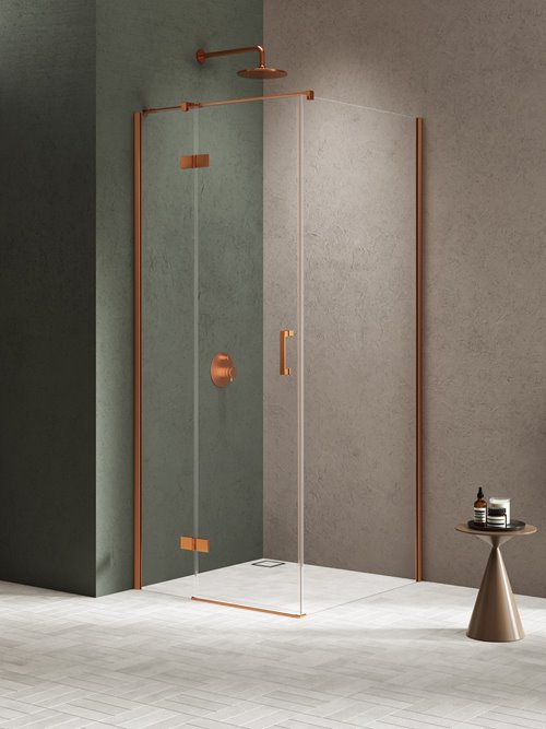 Kabina prysznicowa uchylna lewa kolor miedziany 90x90 cm K-4598 New Trendy Nesta Copper Brushed