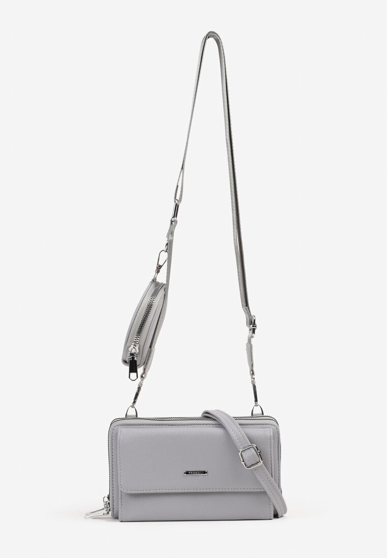 Szara Dwukomorowa Torebka na Ramię z Dwoma Odpinanymi Paskami Siarana