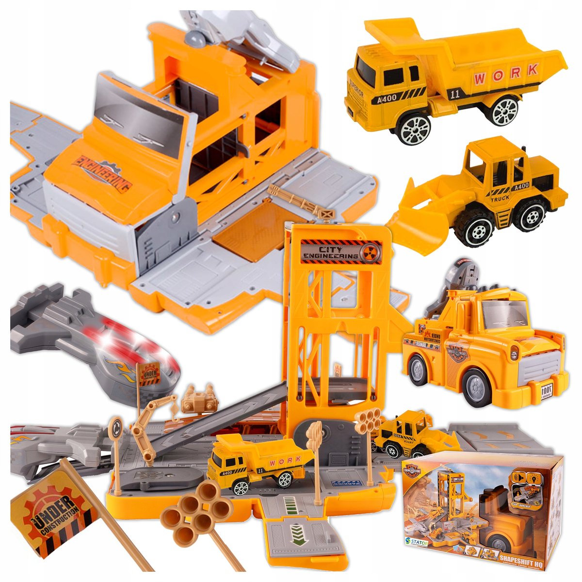 CIĘŻARÓWKA Auto Robot 2w1 TRANSFORMACJA na Parking Plac budowy Dźwięki LED