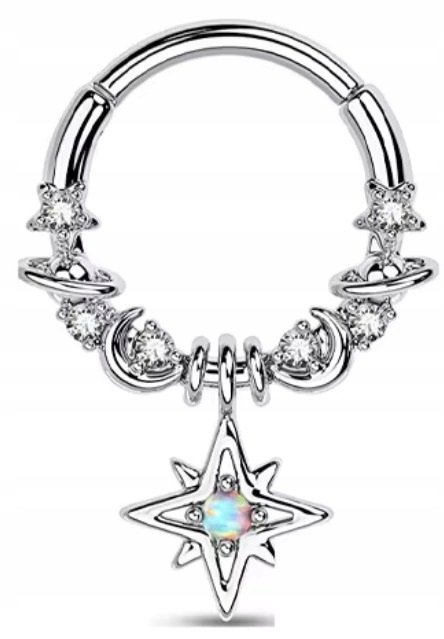 Kolczyk kółko clicker helix Septum Cyrkonie Punk PIERCING Stal 316L 1,2/8