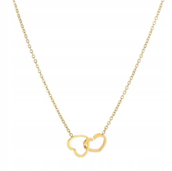 Naszyjnik Podwójne Serce Serduszko Celebrytka Biżuteria Stal Ch 316L