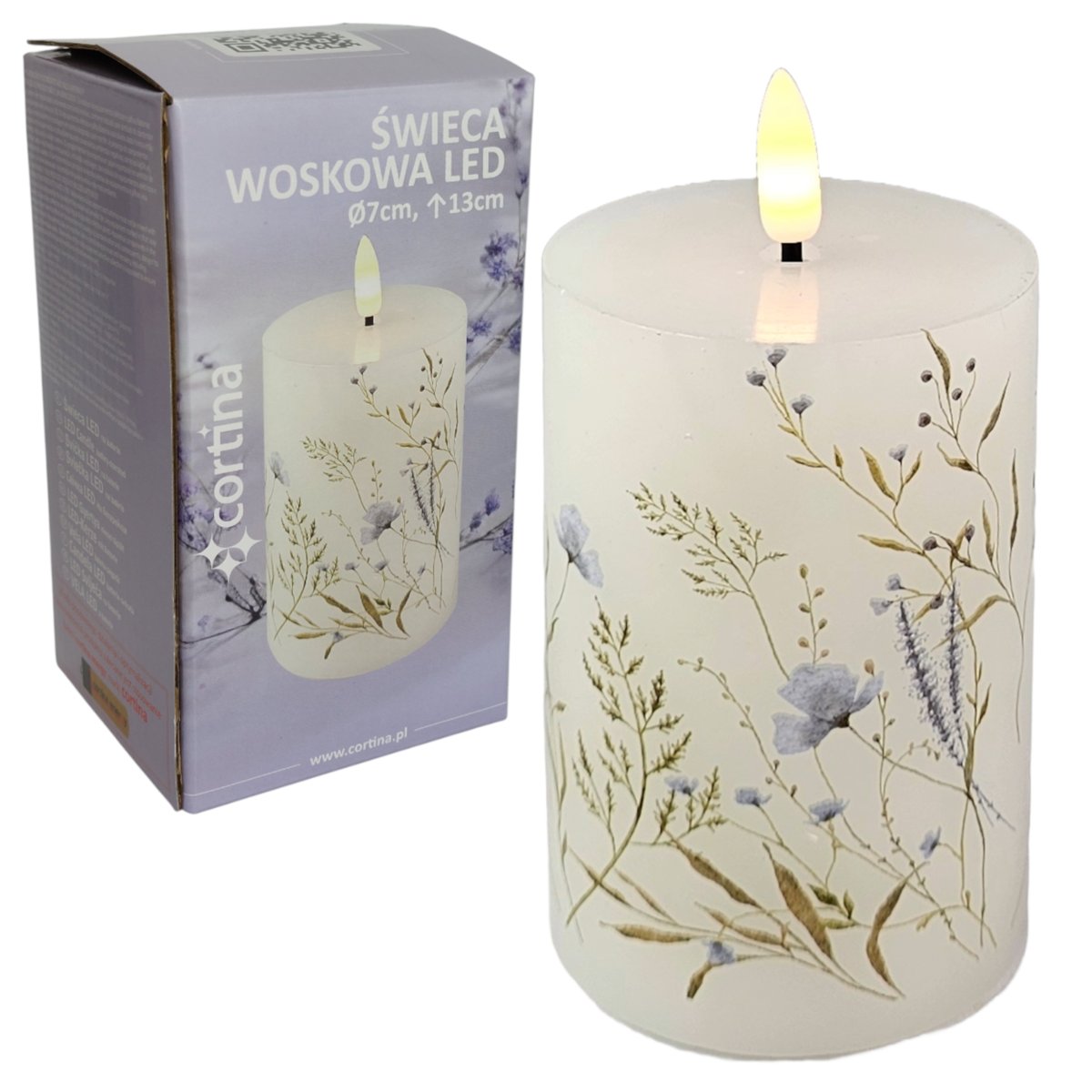 ŚWIECA WOSKOWA LED KWIATY ŚWIECZKA NA BATERIE OZDOBA Z EFEKTEM PŁOMIENIA