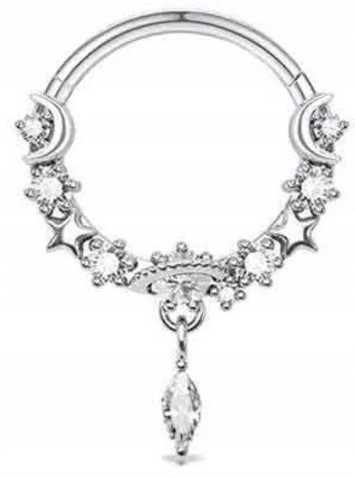 Kolczyk kółko clicker helix Septum Cyrkonie Punk PIERCING Stal 316L 1,2/8