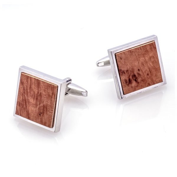 Kwadratowe spinki do mankietów z drewnem X2 BRIAR1