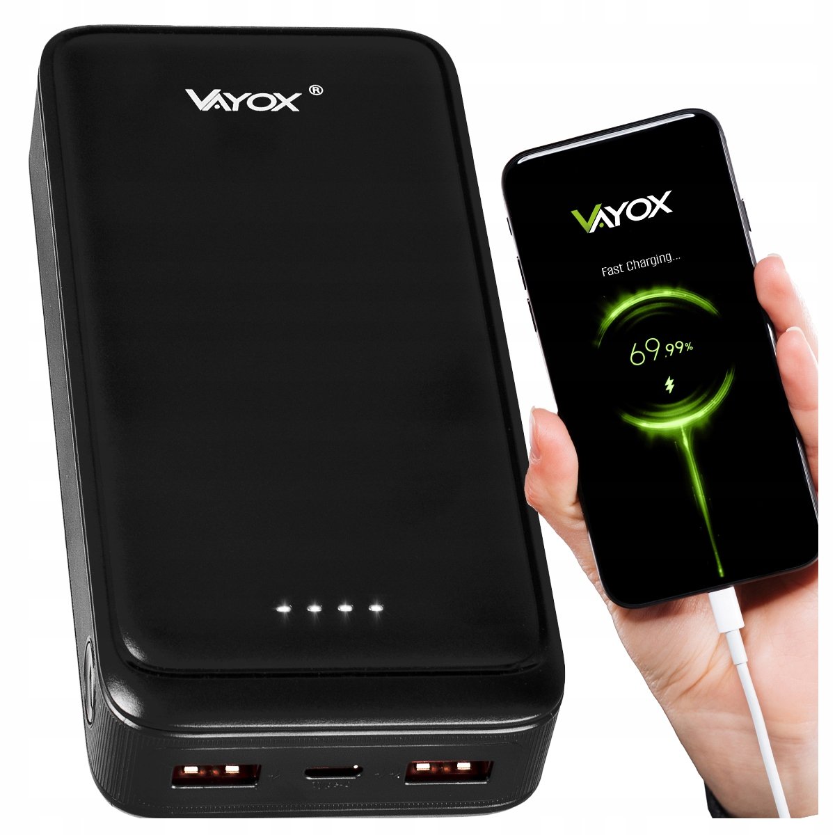 POWERBANK 20000mAh 20W USB C 2xUSB SZYBKIE ŁADOWANIE QC PD POWER BANK VAYOX
