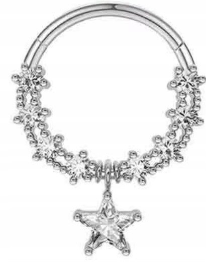 Kolczyk kółko clicker helix Septum Cyrkonie Punk PIERCING Stal 316L 1,2/8