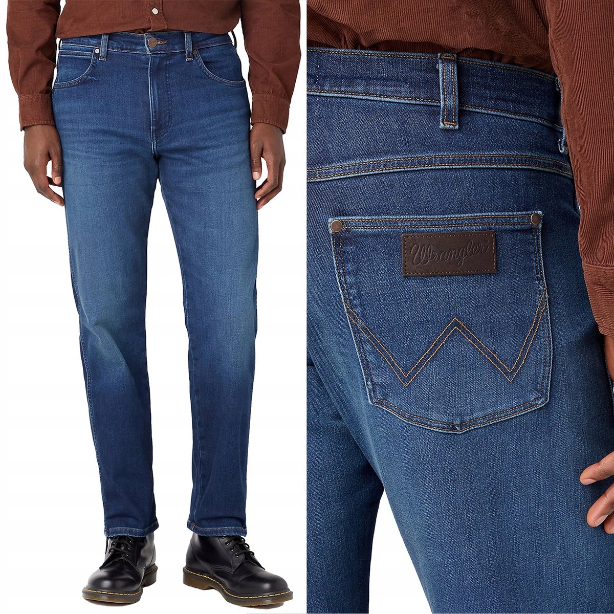 Wrangler FRONTIER Green Fuzz 365WARM LUŹNE PROSTE SPODNIE JEANSOWE W31 L34