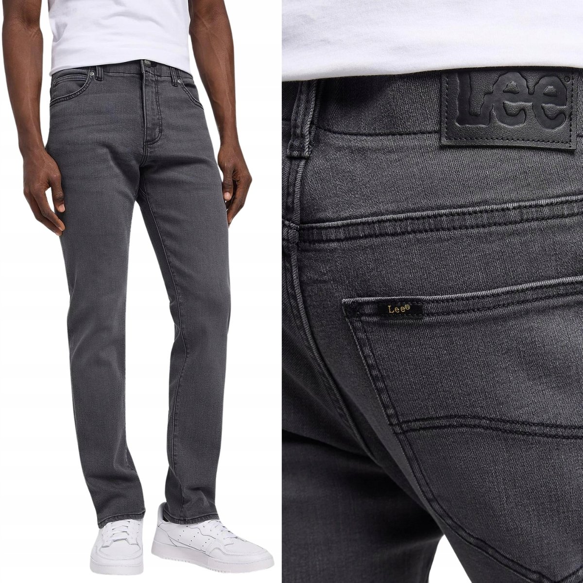 Lee SKINNY FIT Extreme Motion WYGODNE SZARE SPODNIE JEANSOWE RURKI W33 L34