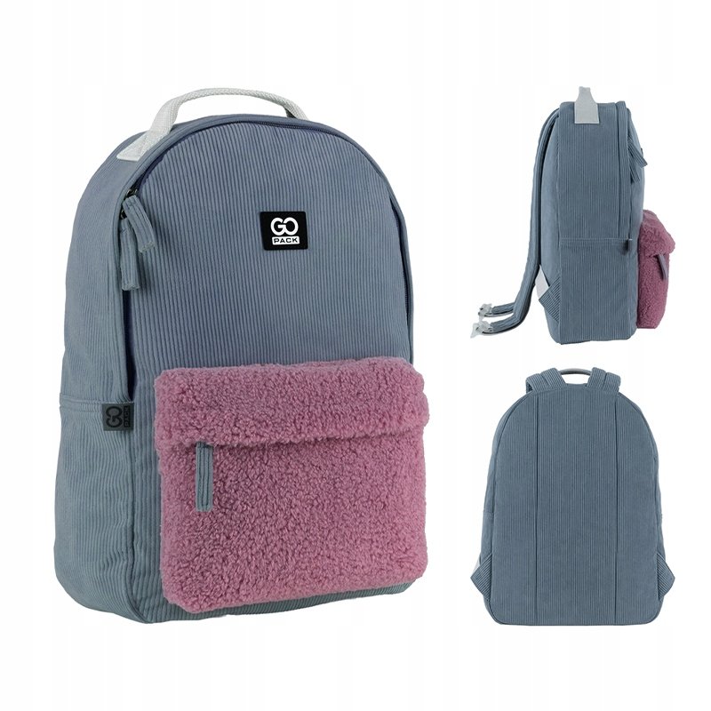PLECAK SZKOLNY MŁODZIEŻOWY DLA DZIEWCZYNY SZARY PLUSZ GoPack