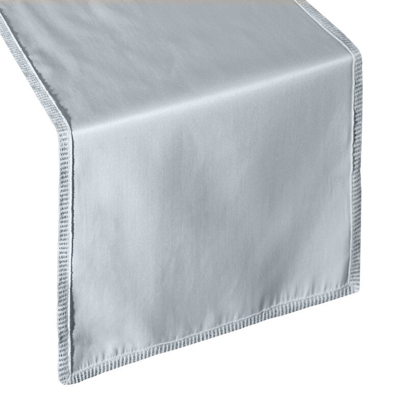 Obrus bieżnik 35x140 Savona srebrny z koronką