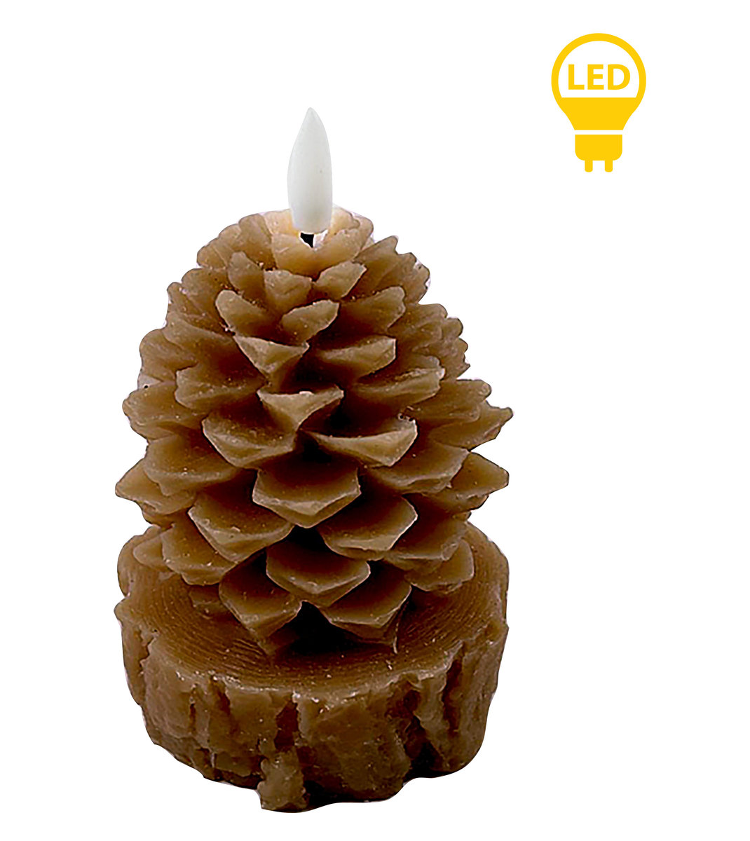 NIKOLAO BROWN Świeca LED szyszka 9x15,5cm