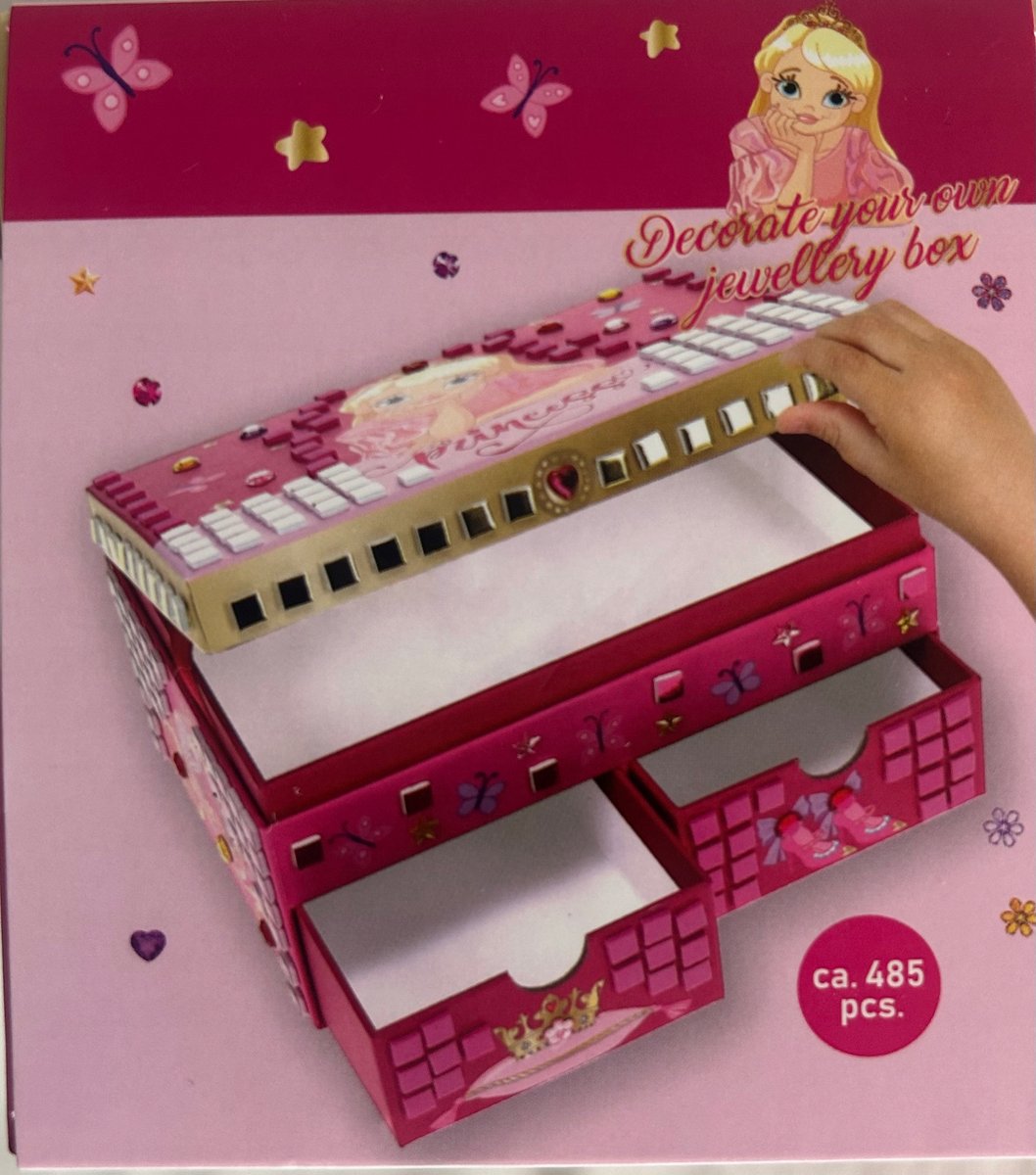 Zestaw DIY Ozdób własną kasetkę na biżuterię KSIĘŻNICZKA różowa szkatułka