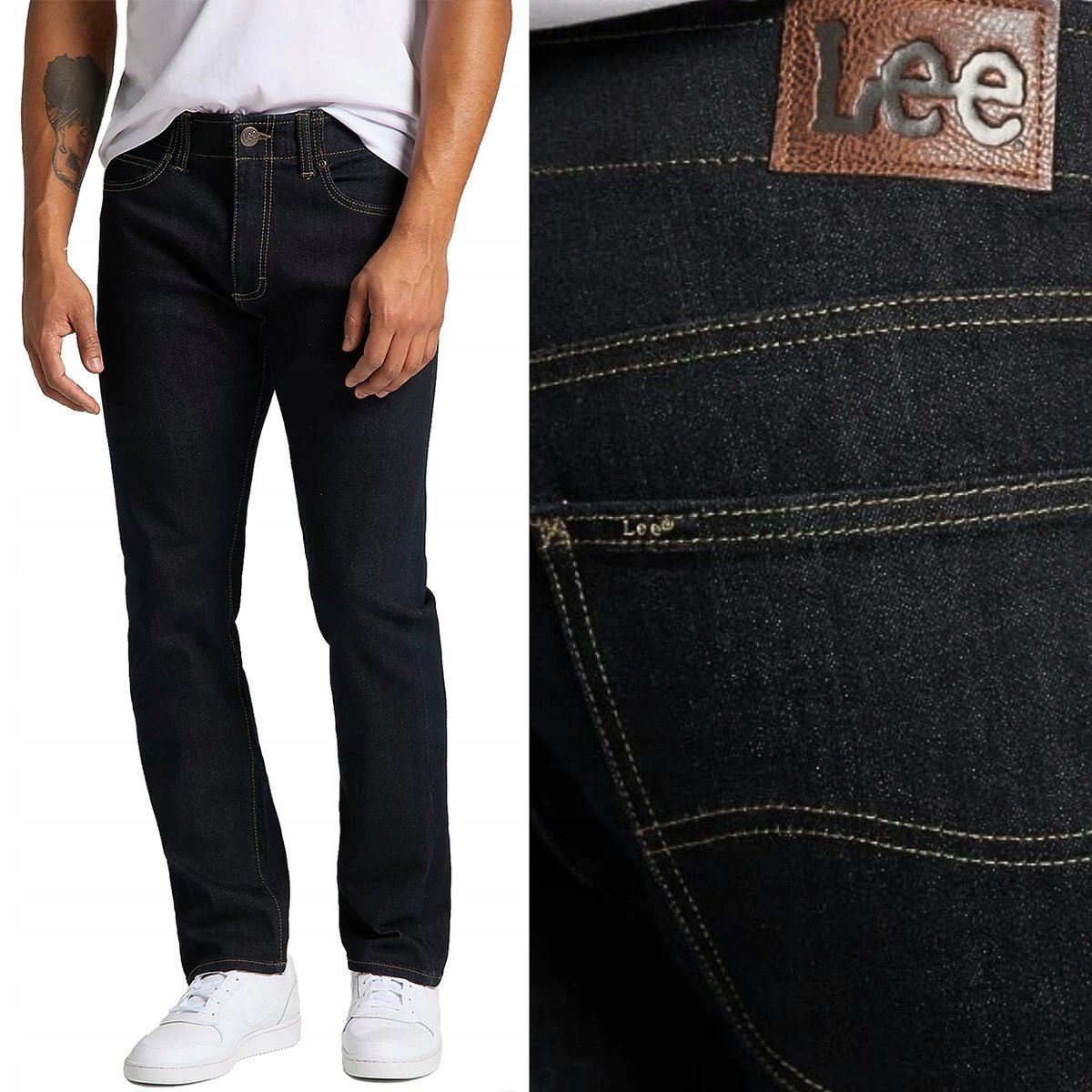 Lee SLIM FIT Extreme Motion WYGODNE GRANATOWE SPODNIE JEANSOWE W34 L36