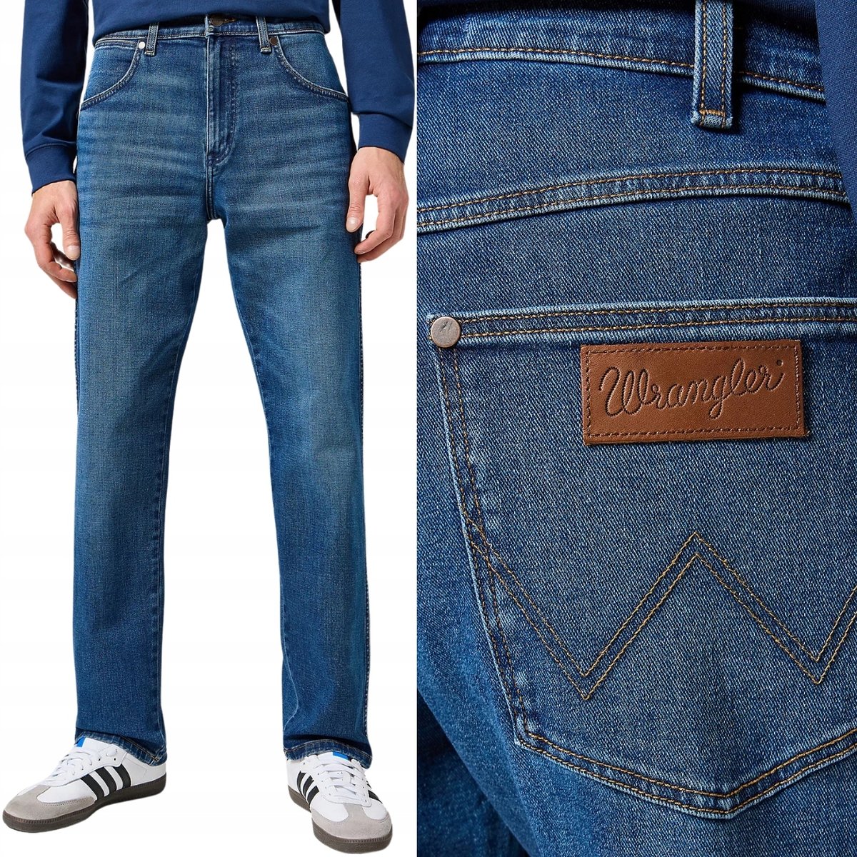 Wrangler FRONTIER Outlaw Indigo DżINS PROSTE LUŹNE SPODNIE JEANSOWE W36 L32