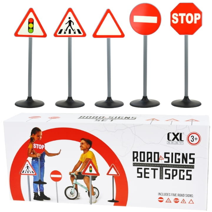 Znaki drogowe dla dzieci duże stojące 70cm zestaw 5szt