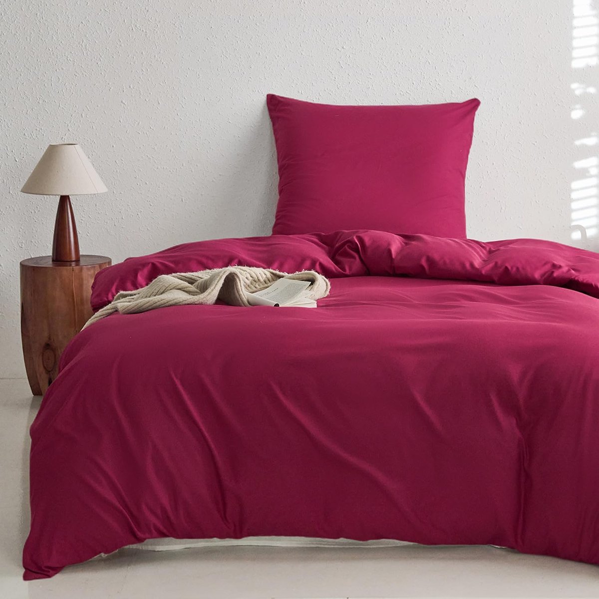 MR&HM Komplet Pościeli z Mikrofibry 135x200 cm 80x80 cm Czerwony