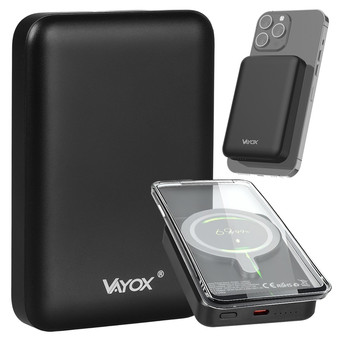 POWERBANK 10000mAh Z MAGSAFE INDUKCYJNY SZYBKI 20W USB C POWER BANK VAYOX