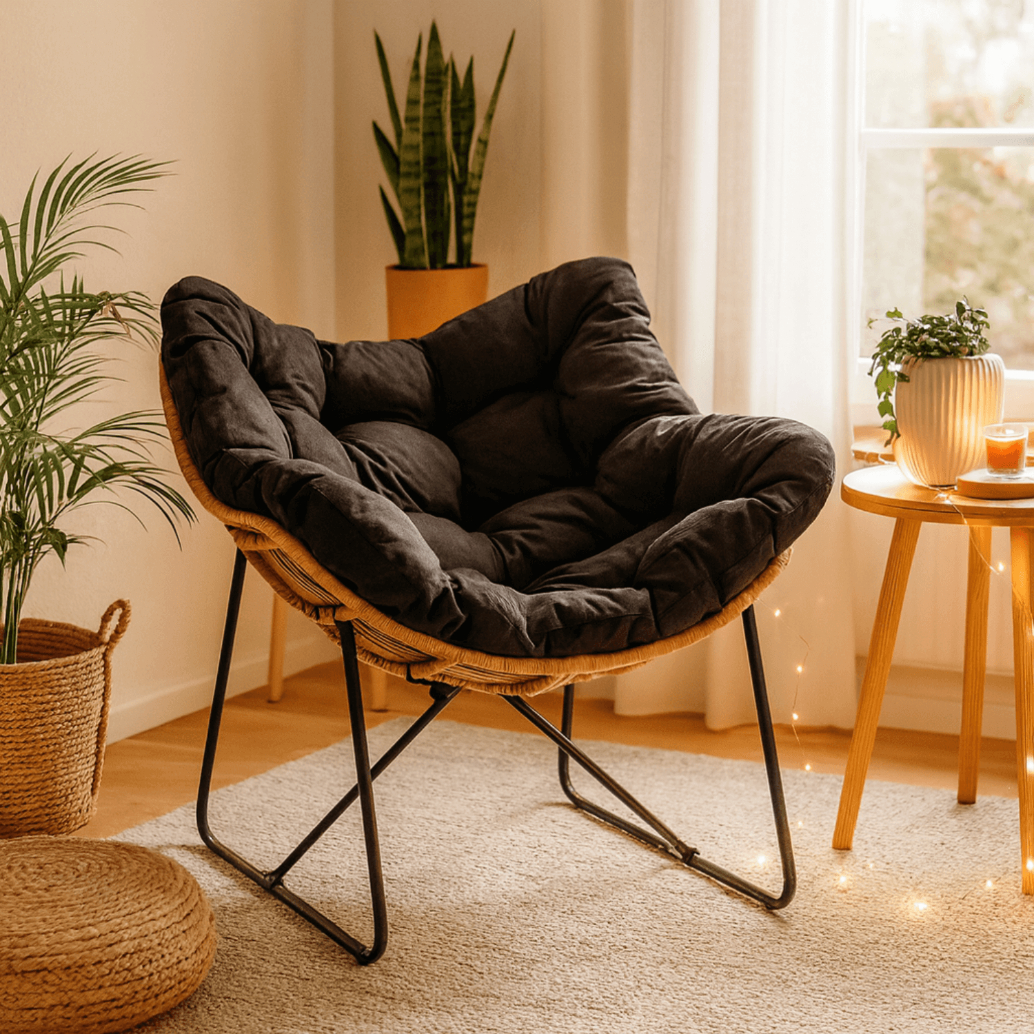 Fotel Wypoczynkowy FIN na Płozach Czarny Nowoczesny