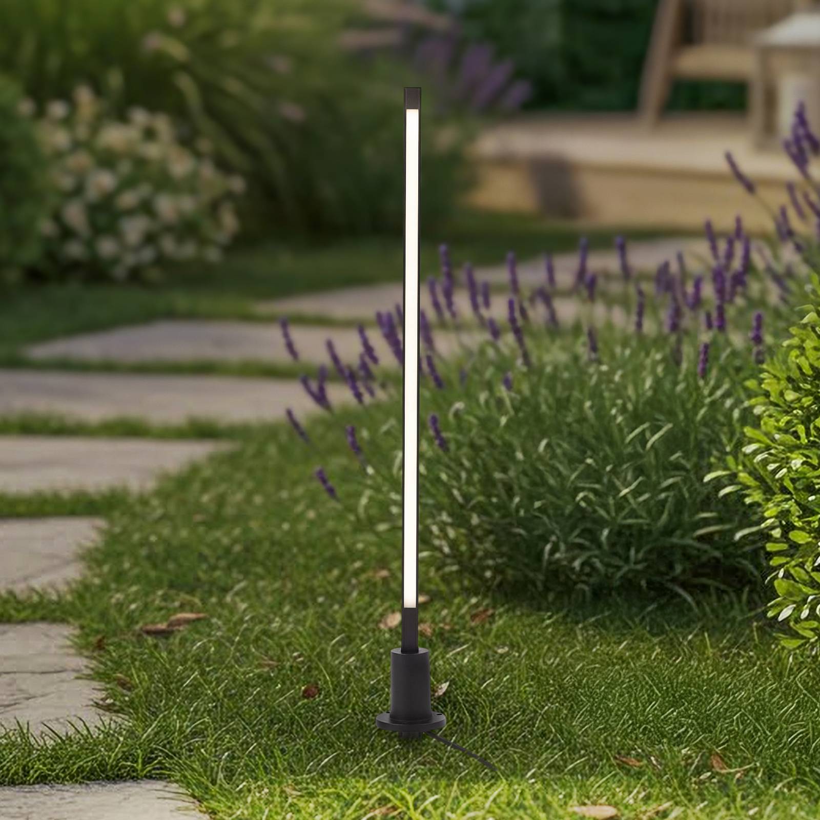 Lindby Słupek oświetleniowy LED Neano, wysokość 80 cm, czarny, metalowy