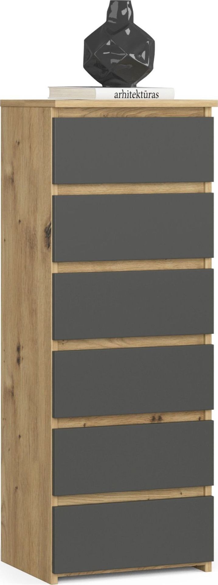 Fabryka Mebli Akord Komoda CL6 40 cm 6 szuflad - dąb artisan szara