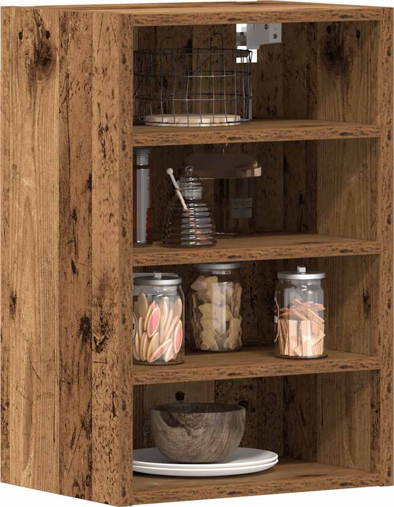 vidaXL vidaXL Szafka wisząca z szybą, stare drewno, 40x29,5x60 cm