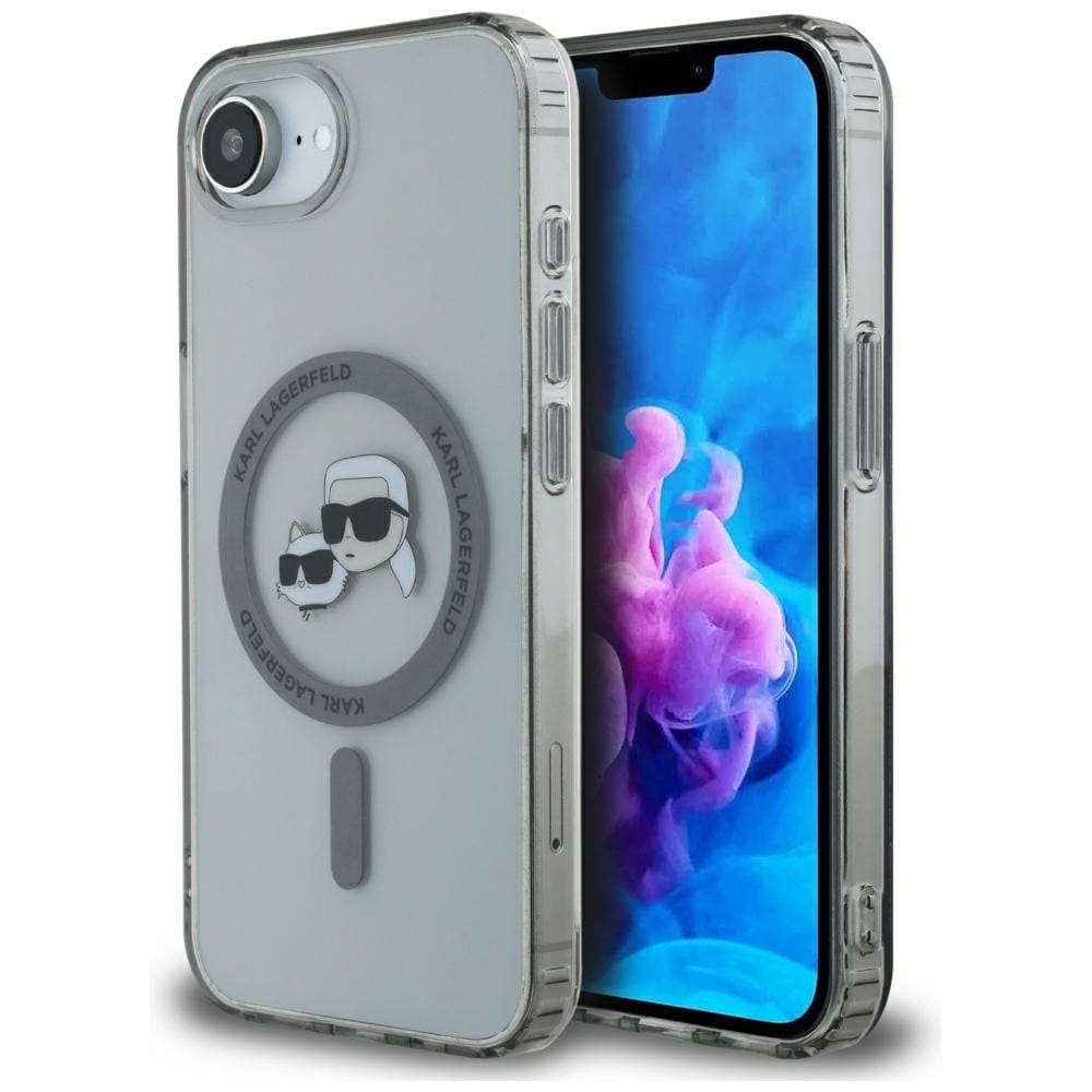 Etui Karl Lagerfeld IML Metal Karl & Choupette Heads MagSafe do iPhone 16e czarny