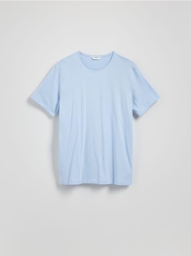 Reserved - Bawełniany t-shirt regular - jasnoniebieski