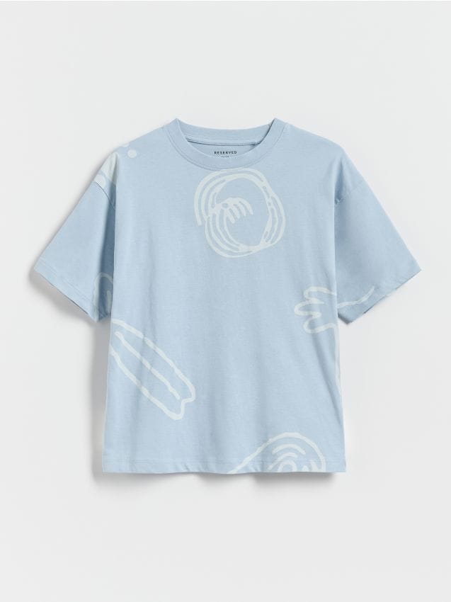 Reserved - Bawełniany t-shirt - jasnoniebieski