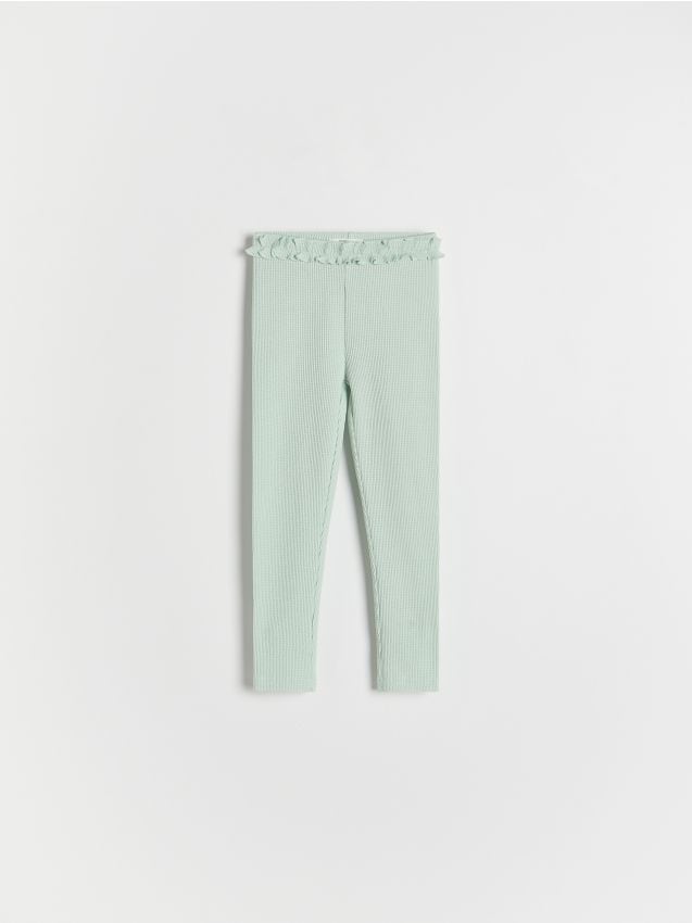 Reserved - Legginsy z falbanką - jasnozielony
