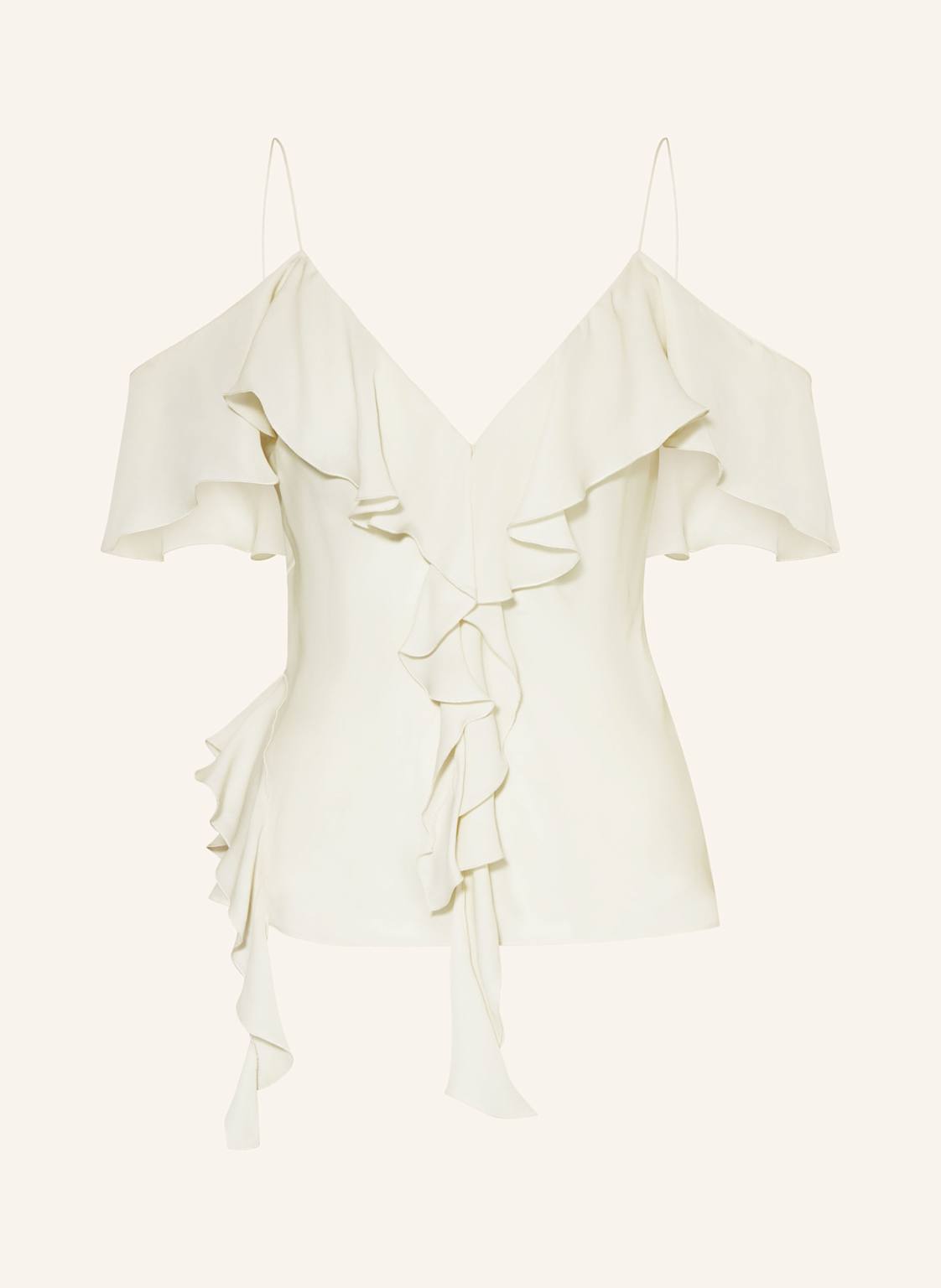 Dorothee Schumacher Top Z Jedwabiu Sheer Twist I Z Wolantami weiss
