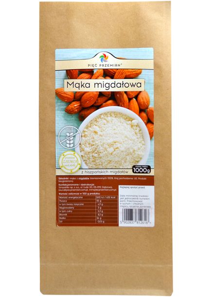 Mąka migdałowa bezglutenowa 1000 g - Pięć Przemian