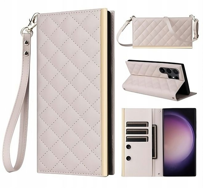 Etui / futerał portfelowy Crossbody do Samsung Galaxy S25 Ultra - Beżowy