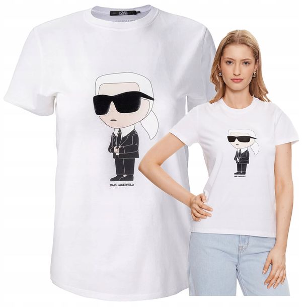 karl lagerfeld koszulka damska biała tshirt premium bawelniana classic r.S