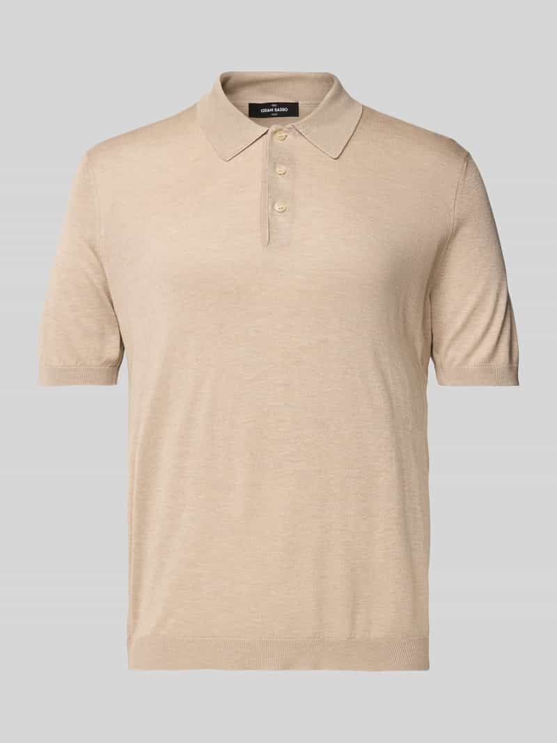 Koszulka polo jedwabna o kroju slim fit z prążkowanymi wykończeniami
